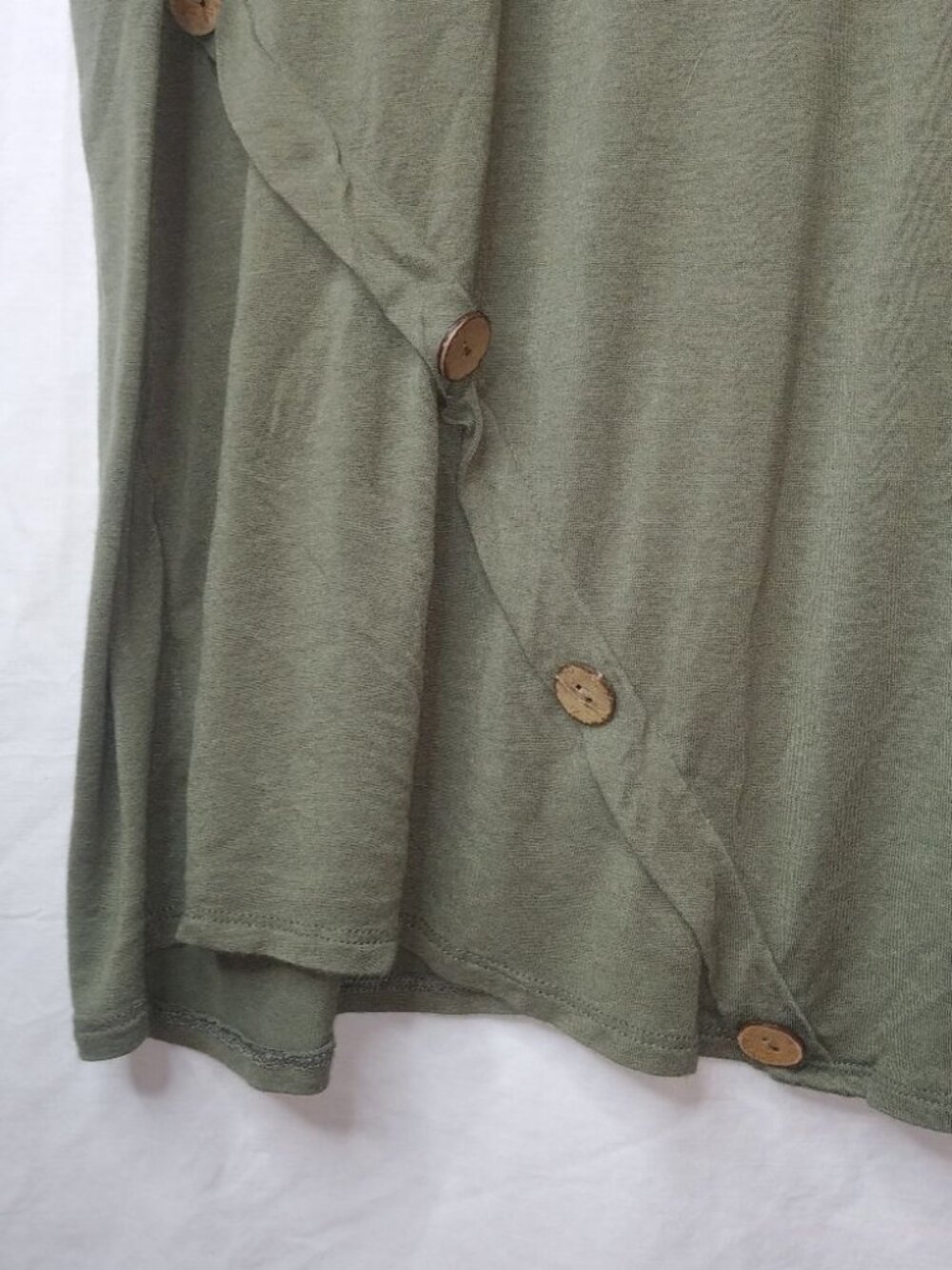 Misia Curvy 3X Lagenlook Olive Buttons Trim Top Plus - Picture 5 of 8